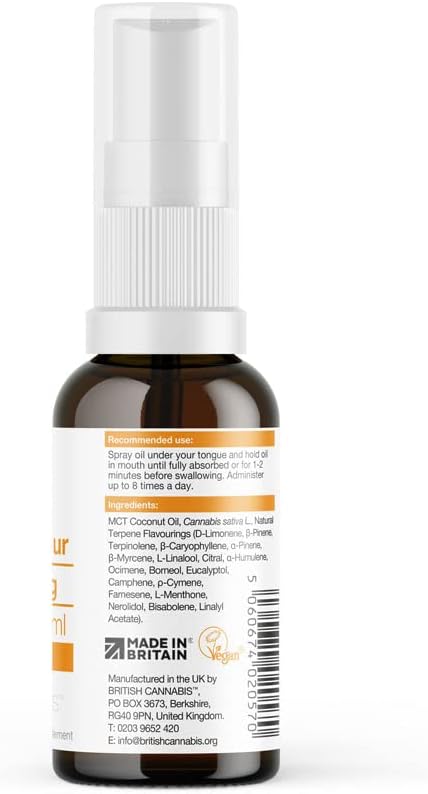 600mg Natural Flavour CBD Spray OIl Low Strength ingredients