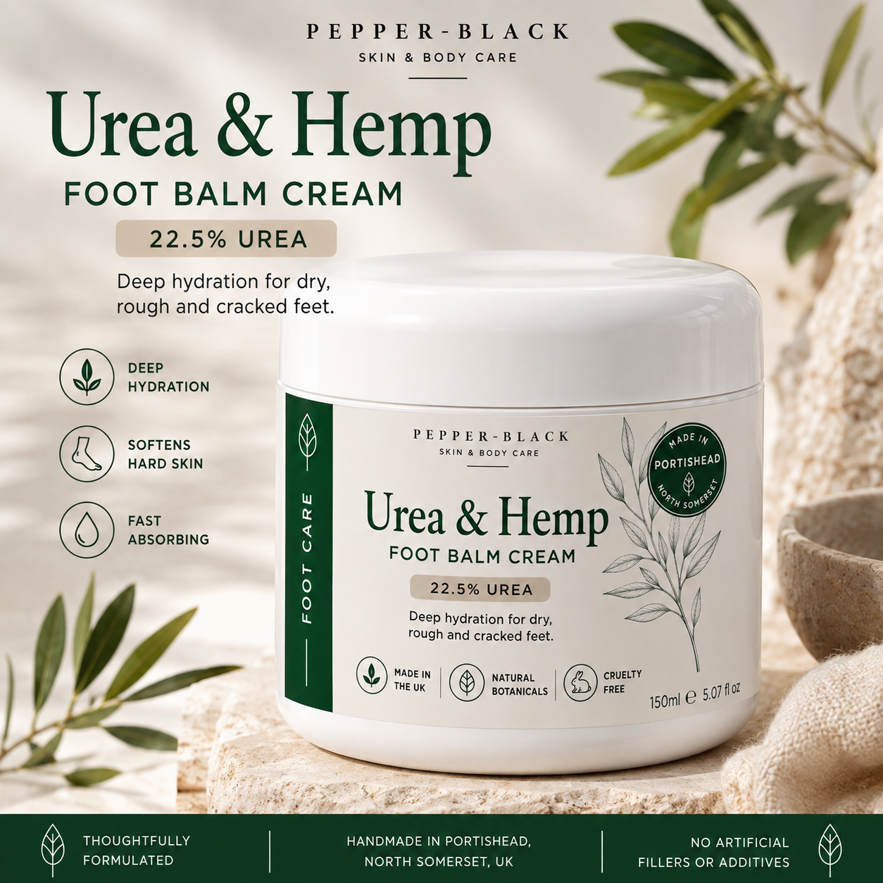 Pepper-Black Intensive Foot Cream Urea&Hemp  22.5% | For Dry Feet