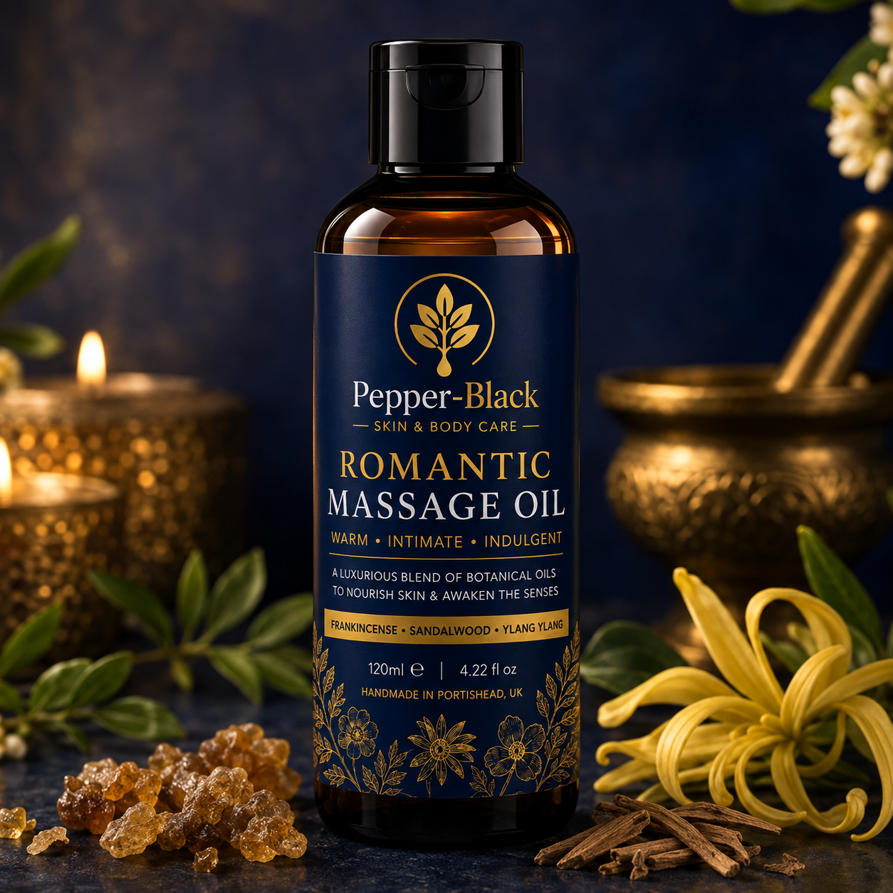 Luxury Botanical Massage Oil – Frankincense, Sandalwood & Ylang Ylang