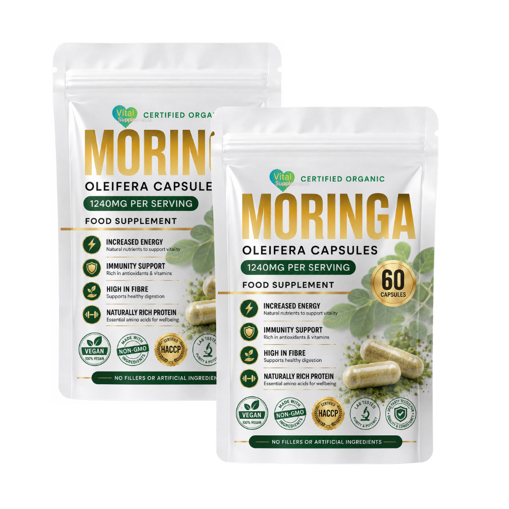 Moringa Capsules 1240mg | Organic Moringa Oleifera Leaf | High Strength Supplements
