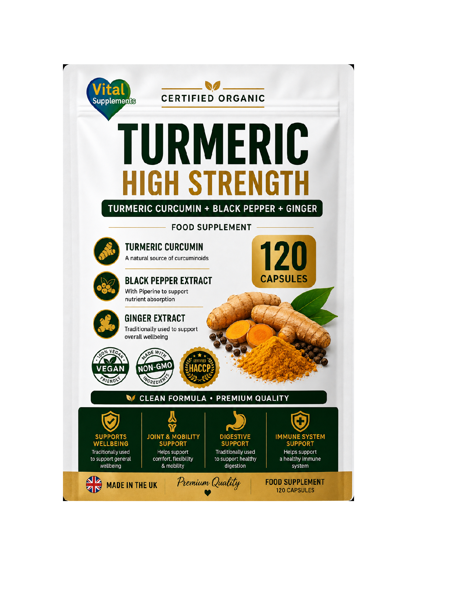 Turmeric + Black Pepper + Ginger - Includes Free Black Seed Oil - 60, 120, 180 Capsules High Strength Supplement