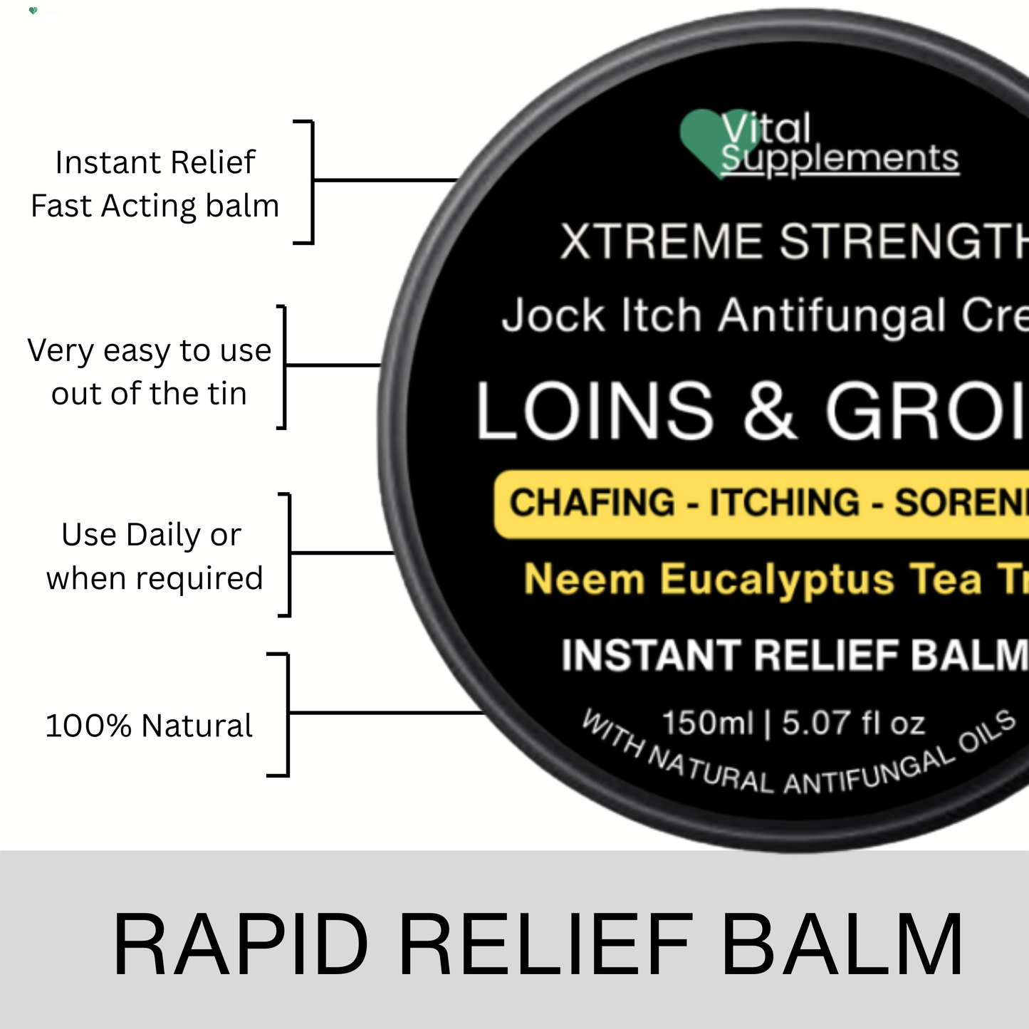 Loins & Groins Sports Antifungal Cream Balm  – 150ml