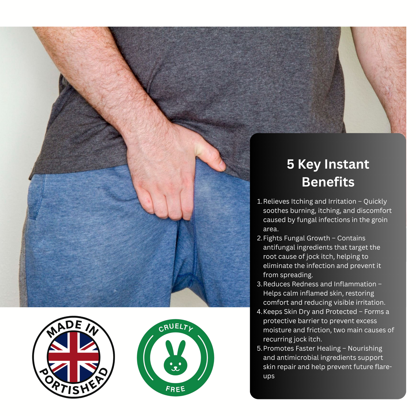 Loins & Groins Sports Antifungal Cream – Fast Relief for Jock Itch, Sweat Rash & Athlete’s Foot – 30/60g