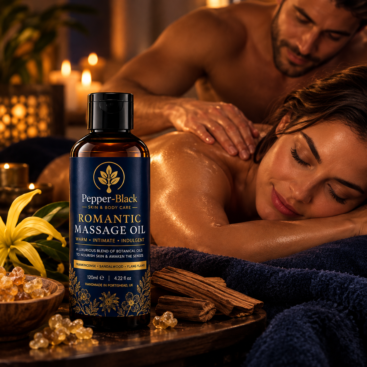 Luxury Botanical Massage Oil – Frankincense, Sandalwood & Ylang Ylang