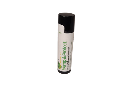 Lip balm with a black cap and white body on a white background