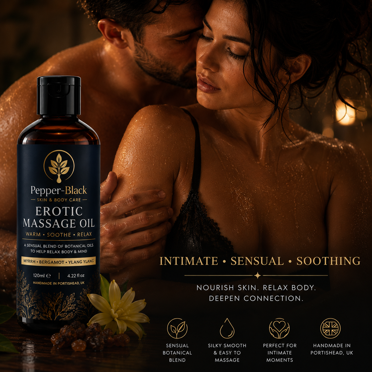 Luxury Botanical Massage Oil – Frankincense, Sandalwood & Ylang Ylang