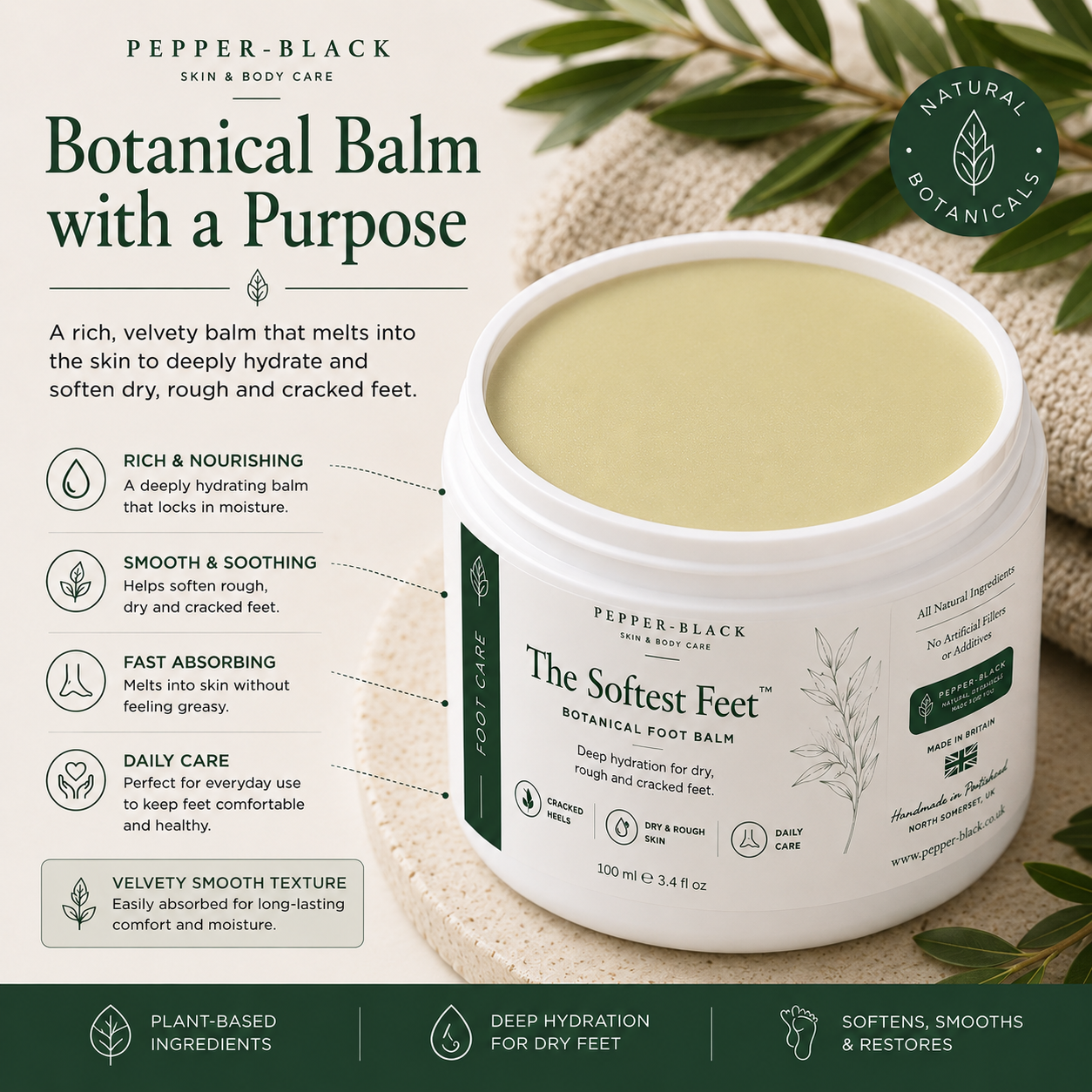 Cracked Heel & Dry Feet - Foot Balm Cream – Daily Botanical Care