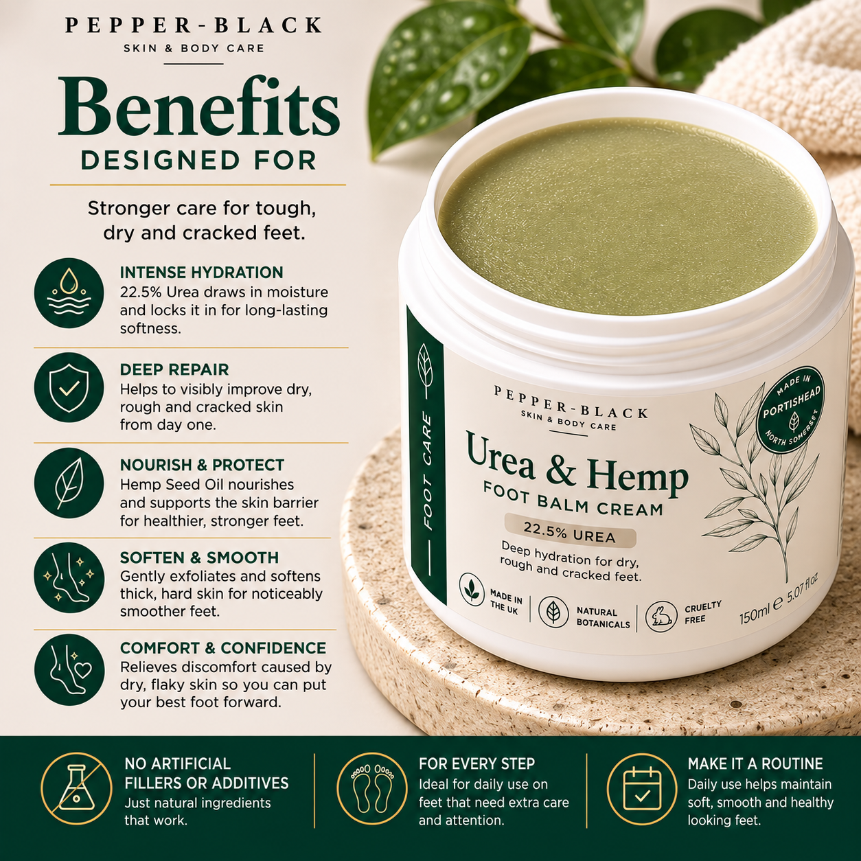 Pepper-Black Intensive Foot Cream Urea&Hemp  22.5% | For Dry Feet