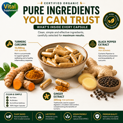 Turmeric + Black Pepper + Ginger - Includes Free Black Seed Oil - 60, 120, 180 Capsules High Strength Supplement