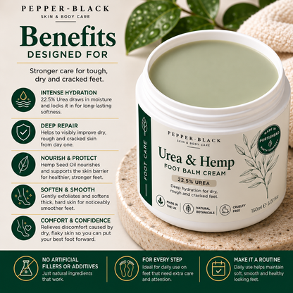 Pepper-Black Urea & Hemp Foot Balm Cream benfits