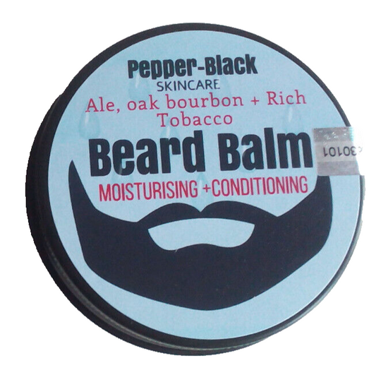 beard balm moisturising conditioning with ale oak bourbon rich tobacco - pepper-black - front