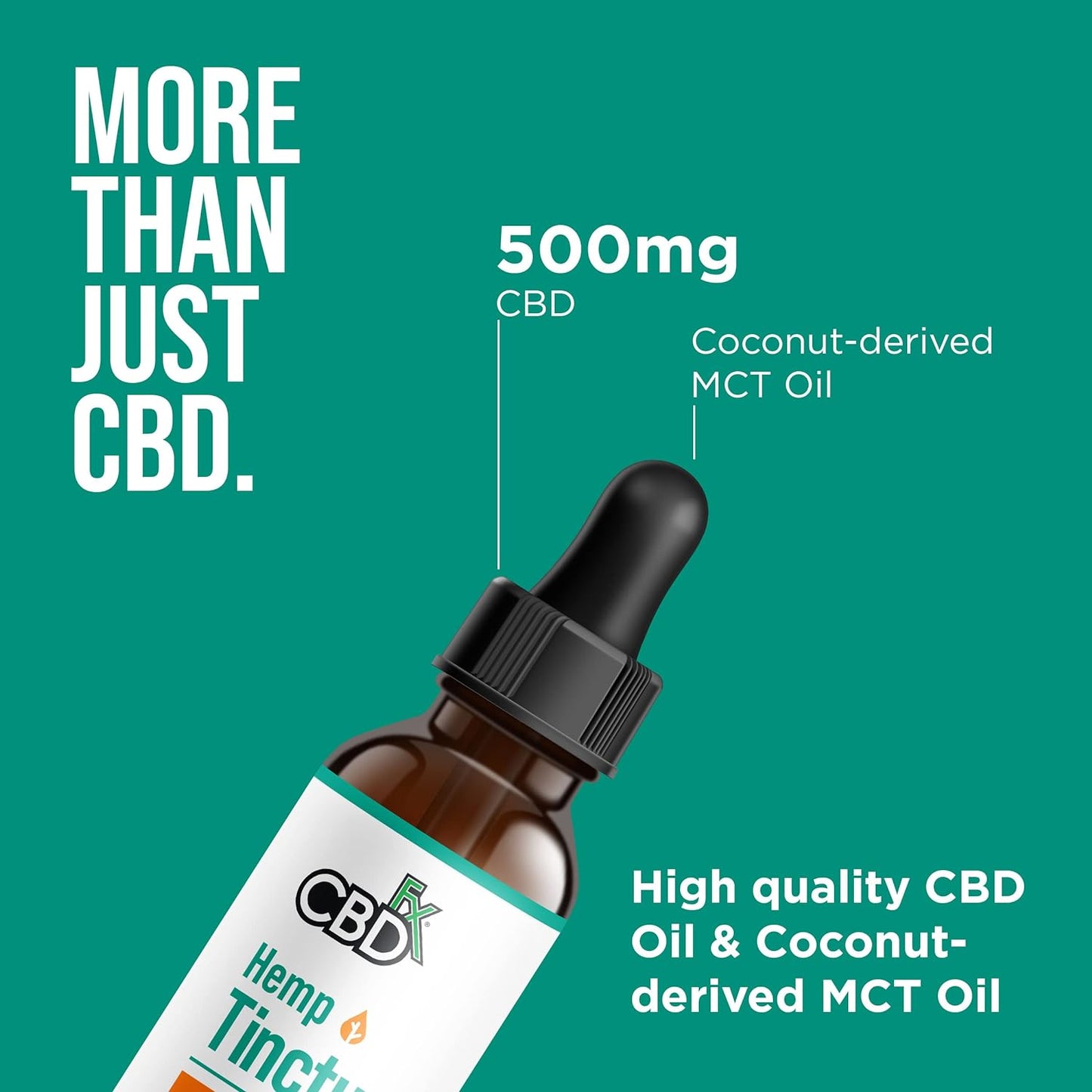 CBDfx 500mg CBD High Strength CBD Oil, Improved Purity, All Natural, Vegan, Non-GMO, Broad Spectrum, Blended with MCT Oil, No THC, 30ml (30 Days)