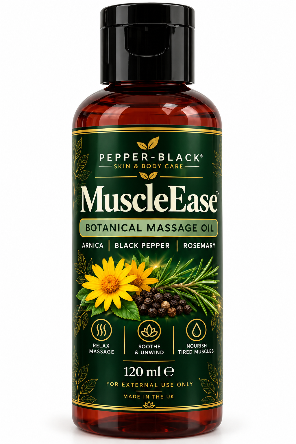 Luxury Massage Oil Gift Set – 3 × 120ml | Romantic, Erotic & MuscleEase | Pepper-Black