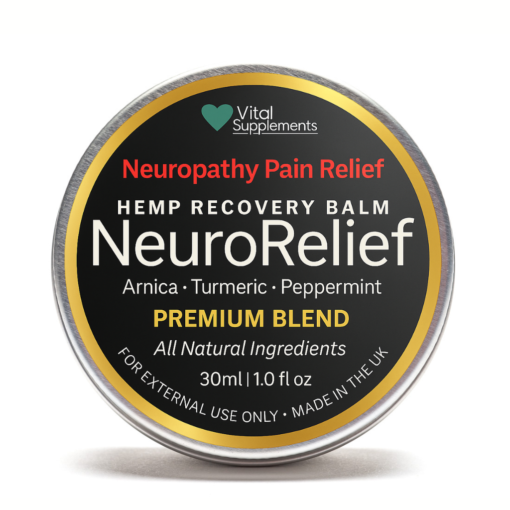 NeuroRelief Hemp Recovery Balm container with label on a white background