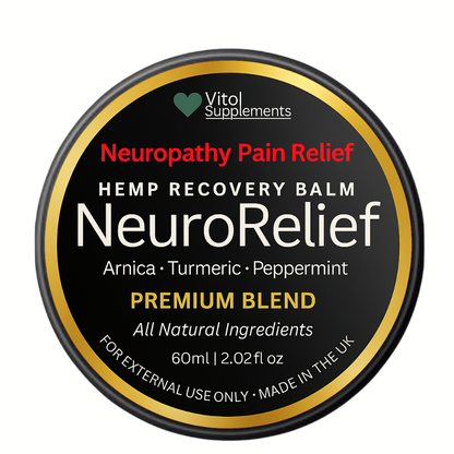 NeuroRelief Hemp Recovery Balm container with Vitol Supplements branding on a white background