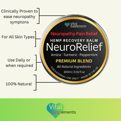 Neuropathy Pain Relief Balm – Nerve Cream for Feet, Hands, Legs, Arms w/Hemp