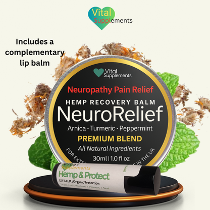 Neuropathy Pain Relief Balm – Nerve Cream for Feet, Hands, Legs, Arms w/Hemp
