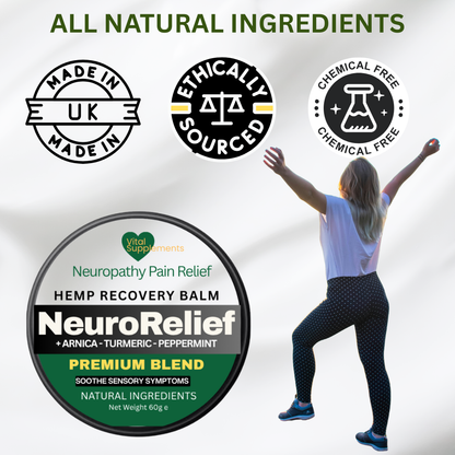 Neuropathy Pain Relief Balm – Nerve Cream for Feet, Hands, Legs, Arms w/Hemp