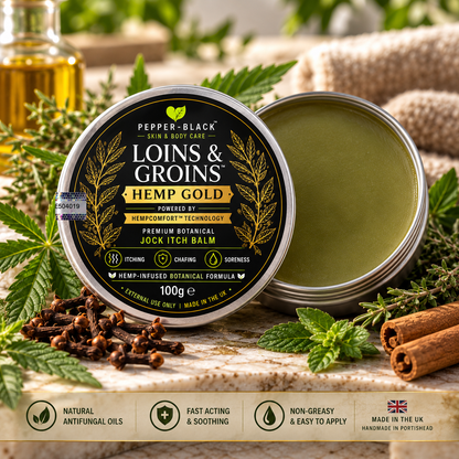 Jock Itch Balm for Men – Loins & Groins™ Hemp Gold 100ml / 150ml