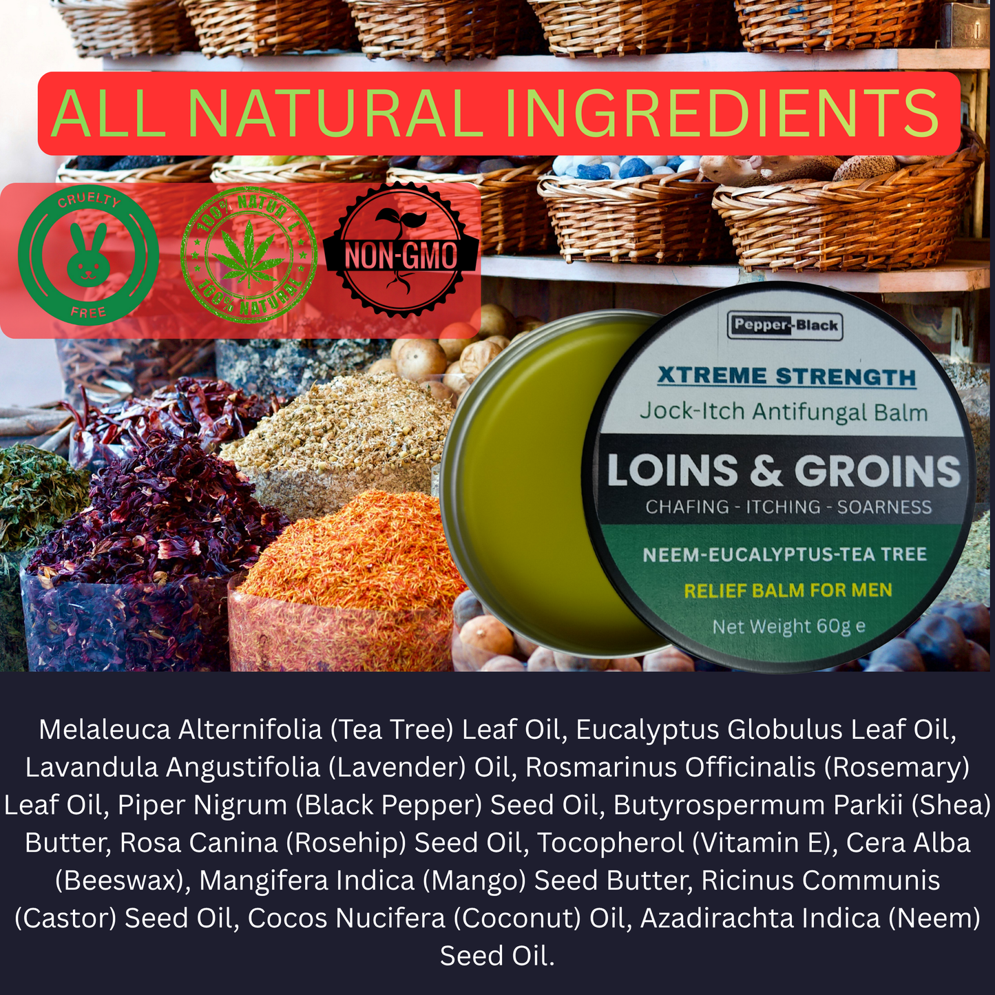 Loins & Groins Sports Antifungal Cream – Fast Relief for Jock Itch, Sweat Rash & Athlete’s Foot – 30/60g