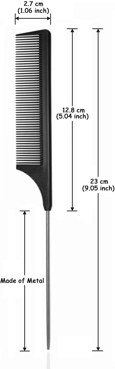 Metal Pin Tail Hair Fine Sectioning Comb (Black)