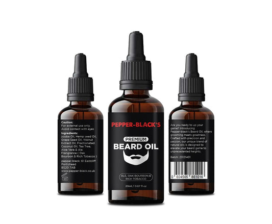 Pepper-Black's 100% Natural Beard Oil Facial Hair Conditioning - 20ml