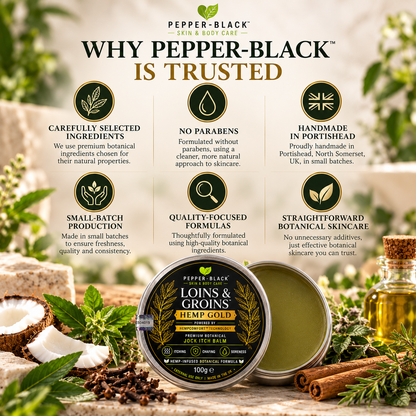 Jock Itch Balm for Men – Loins & Groins™ Hemp Gold 100ml / 150ml