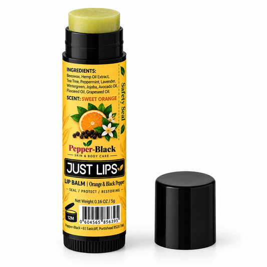 Natural Men's Lip Balm | Orange + Black Pepper | 5ml