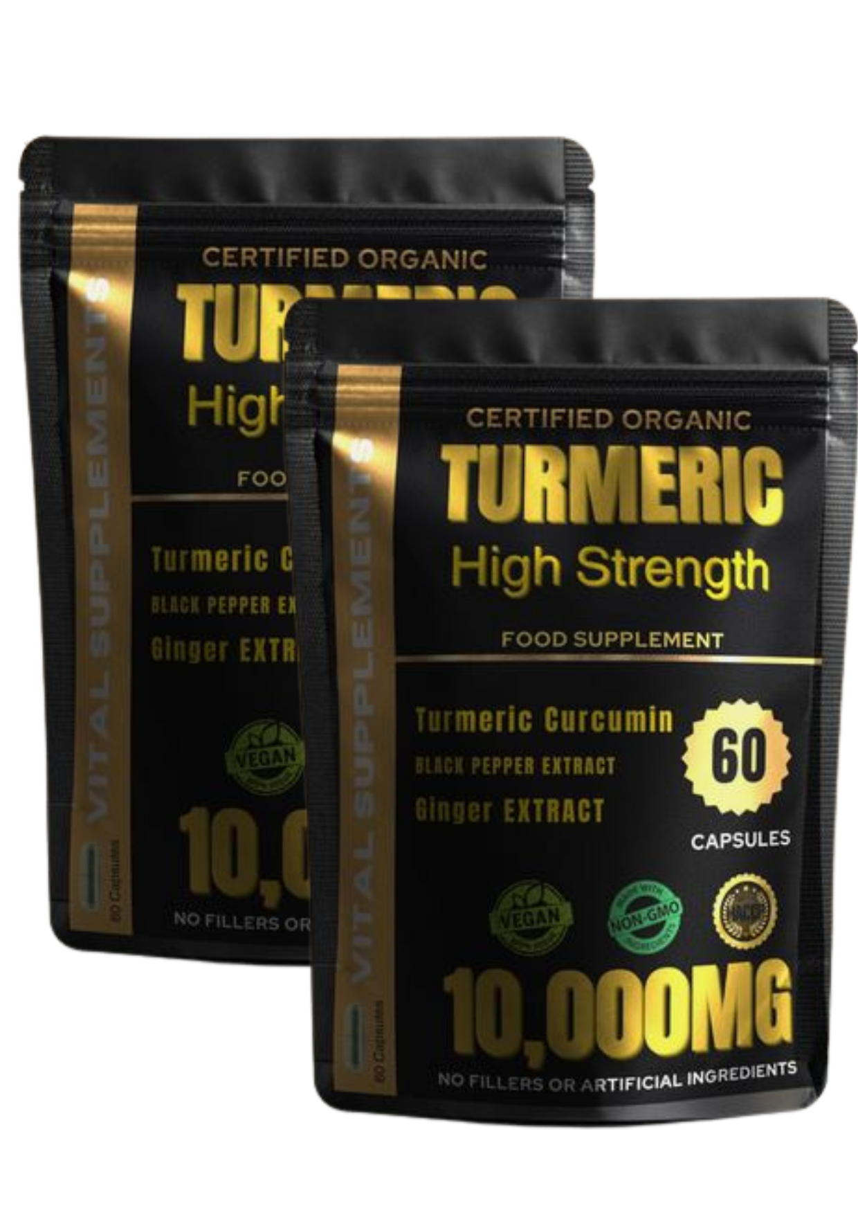 Turmeric + Black Pepper + Ginger - Includes Free Black Seed Oil - 60, 120, 180 Capsules High Strength Supplement