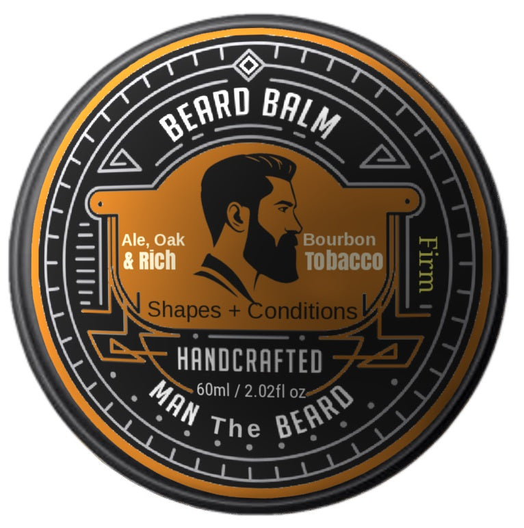 Pepper-Black Man the Beard Balm in Ale, Old Oak & Rich Tobacco scent.