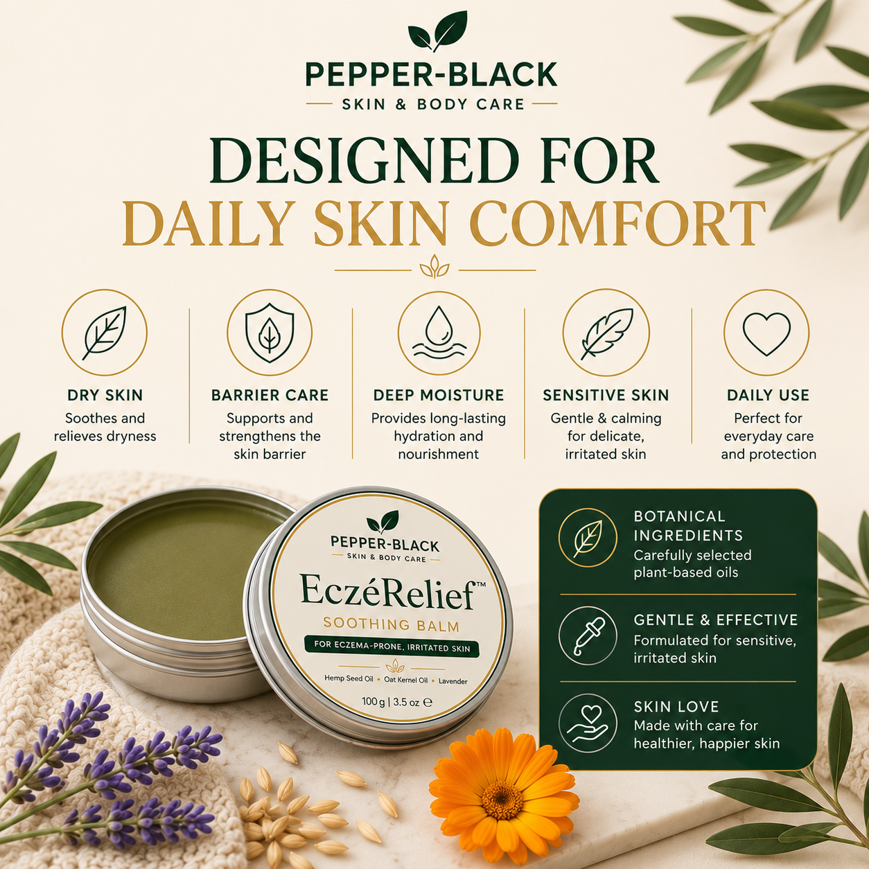 EczéRelief™ Eczema Balm – Soothes Itchy, Irritated Skin | Premium Cream 30