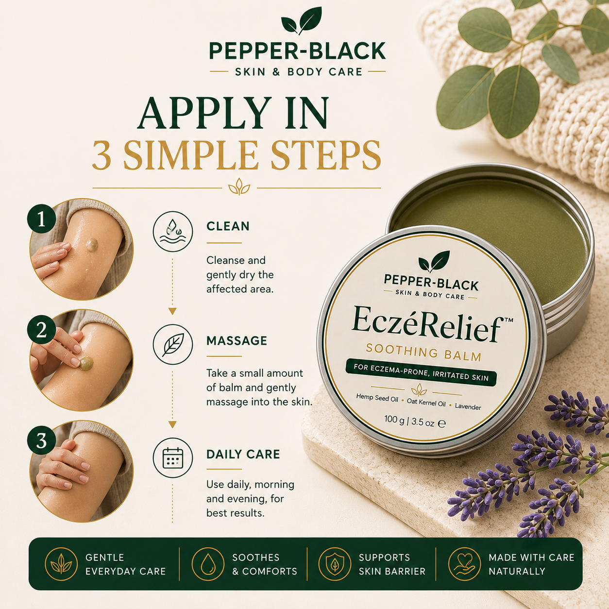 EczéRelief™ Eczema Balm – Soothes Itchy, Irritated Skin | Premium Cream 30