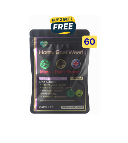 Horny Goat Weed Extract Powder 10:1 + Maca & Black Pepper | Libido Herbal Blend | Supplements