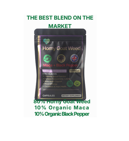 Horny Goat Weed Extract Powder 10:1 + Maca & Black Pepper | Libido Herbal Blend | Supplements