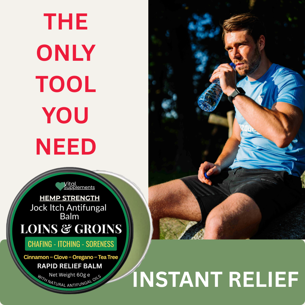 Jock Itch Maximum Antifungal Athletes Foot Cream w/Hemp Strength Large 60ml