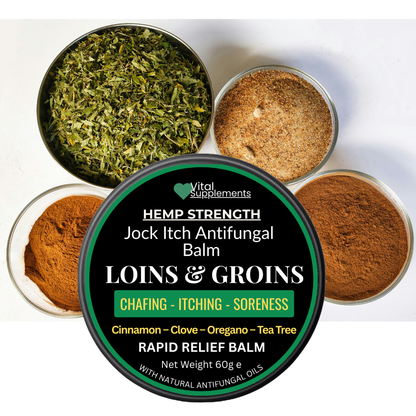 Jock Itch Maximum Antifungal Athletes Foot Cream w/Hemp Strength Large 60ml