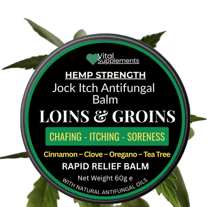 Jock Itch Maximum Antifungal Athletes Foot Cream w/Hemp Strength Large 60ml