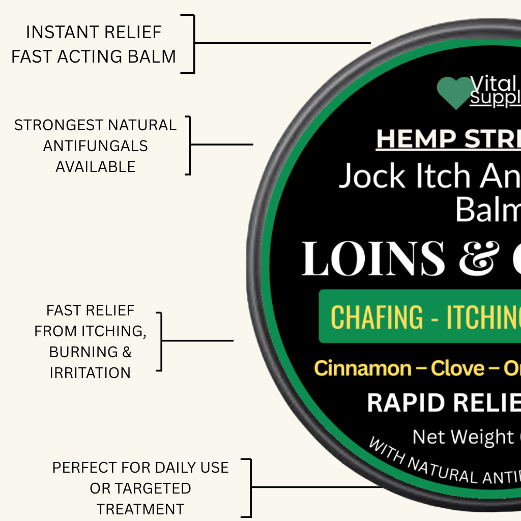 Jock Itch Maximum Antifungal Athletes Foot Cream w/Hemp Strength Large 60ml