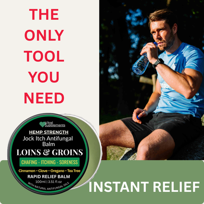 Jock Itch Maximum Antifungal Athletes Foot Cream w/Hemp Strength Large 100ml