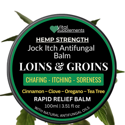 Jock Itch Maximum Antifungal Athletes Foot Cream w/Hemp Strength Large 100ml