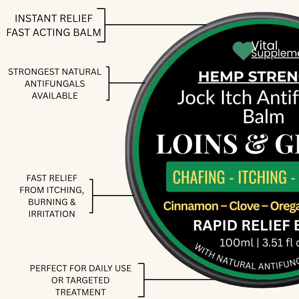 Jock Itch Maximum Antifungal Athletes Foot Cream w/Hemp Strength Large 100ml