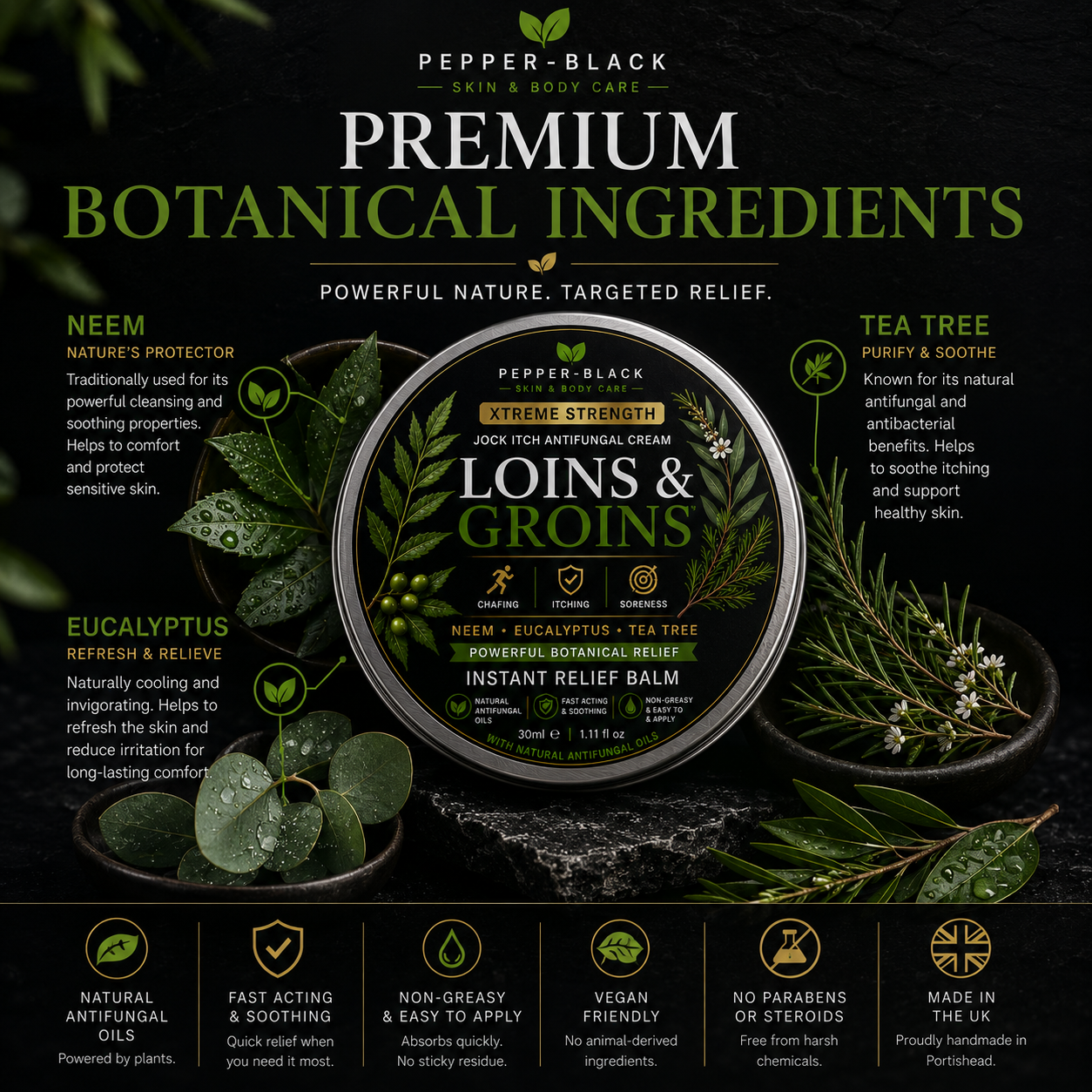 Loins & Groins Sports Antifungal Cream Balm  – 30/60g/100g