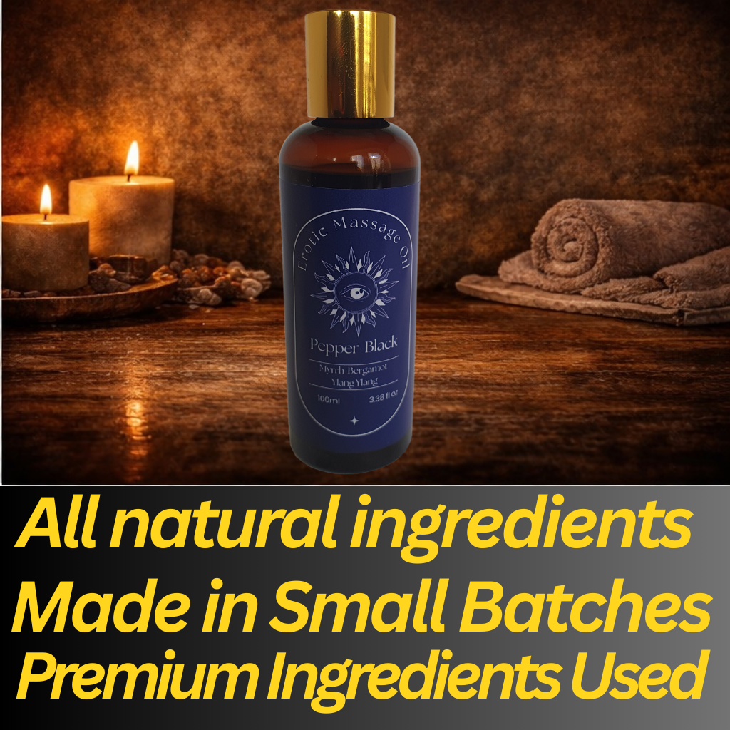 Sensual Erotic Massage Oil – Myrrh, Bergamot & Ylang Ylang | Relaxing Aromathera