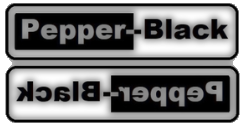 Two black rectangular labels with 'pepper-black' text on a white background