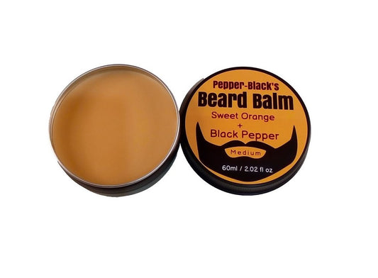 Sweet Orange & Black Pepper Beard Balm - Medium Hold, Conditioning | pepper-black.co.uk