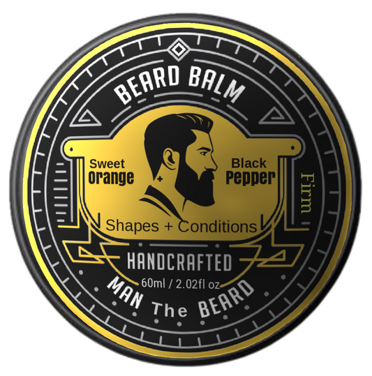 Pepper-Black Man the Beard Balm in Sweet Orange & Black Pepper scent.
