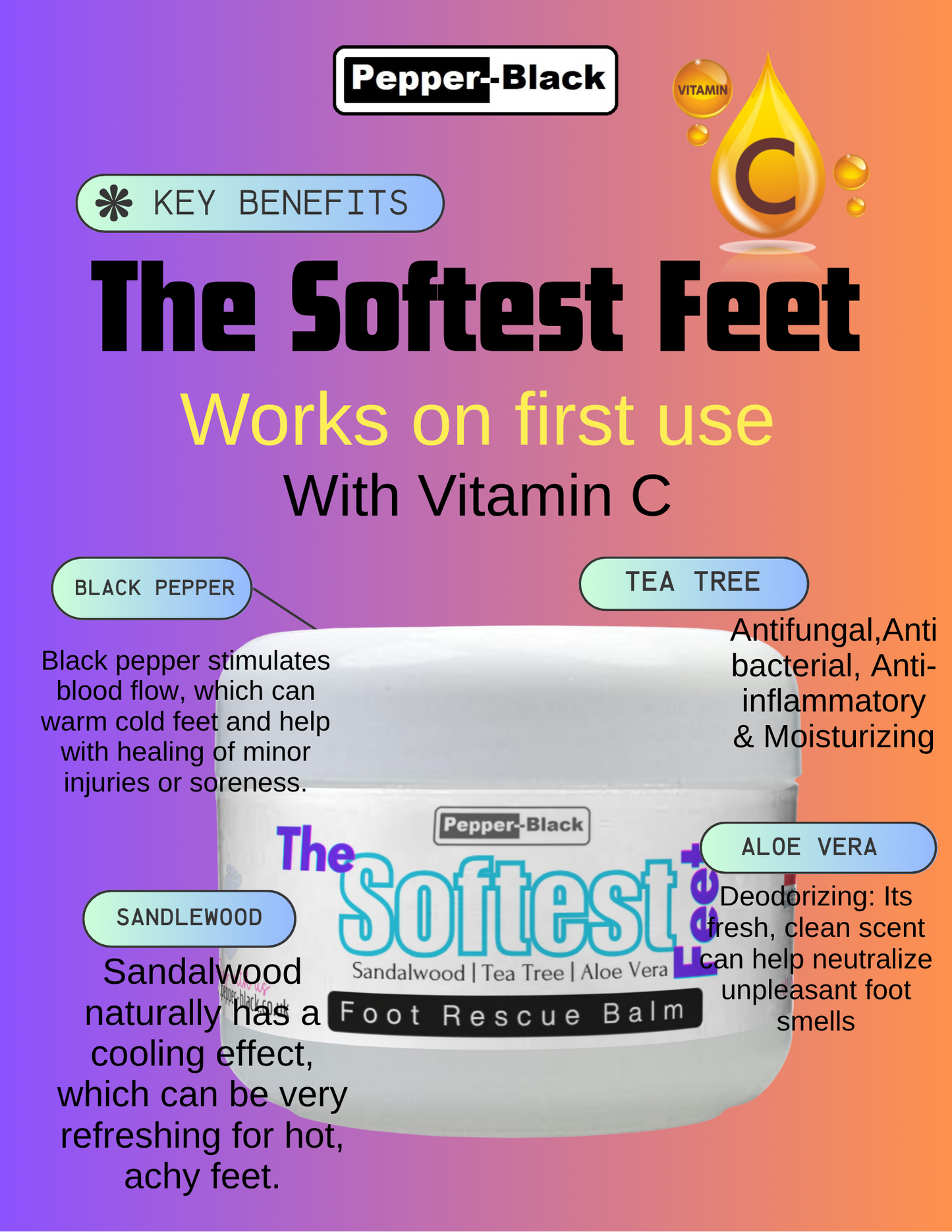 Cracked Heel & Dry Feet - Foot Balm Cream – Natural ingredients - Repair + Revive + Restore - Includes Free Night Socks + Lip Balm